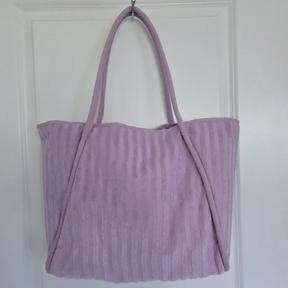 NWT Striped Large Terry Beach Tote Bag Lavender - Roller Rabbit x Target - Picture 6 of 7